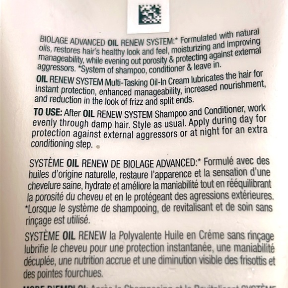 NEW -Biolage OIL RENEW SYSTEM Multi Tasking Oil In Cream 6.7 oz - Picture 3 of 3